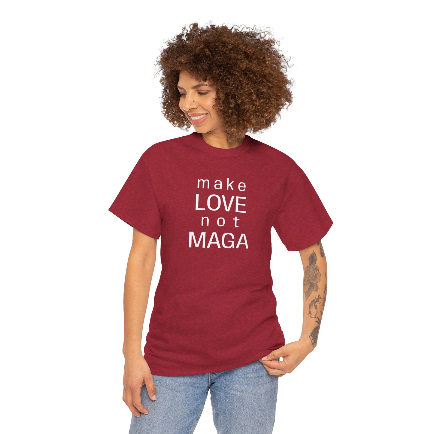 make LOVE not MAGA - Unisex Heavy Cotton T-Shirt
