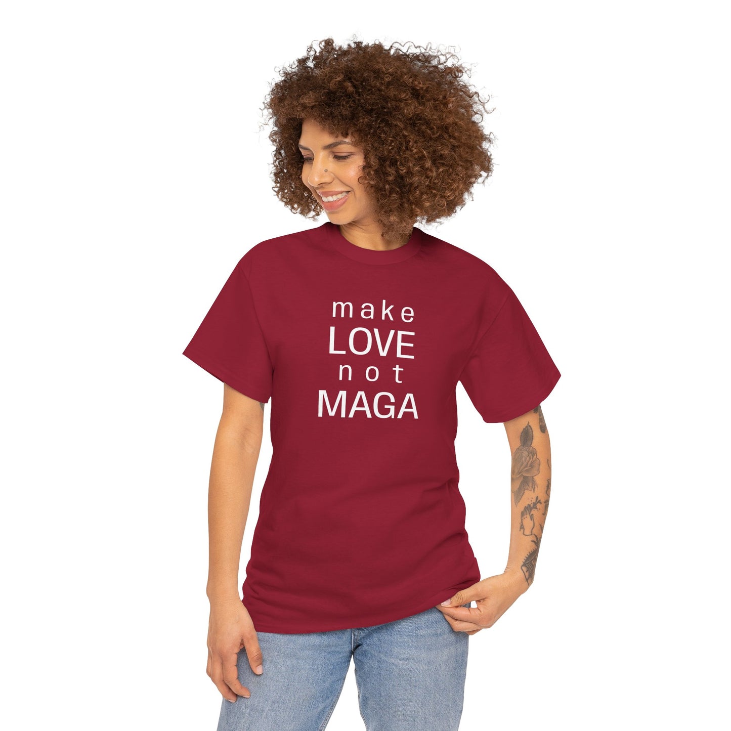 make LOVE not MAGA - Unisex Heavy Cotton T-Shirt