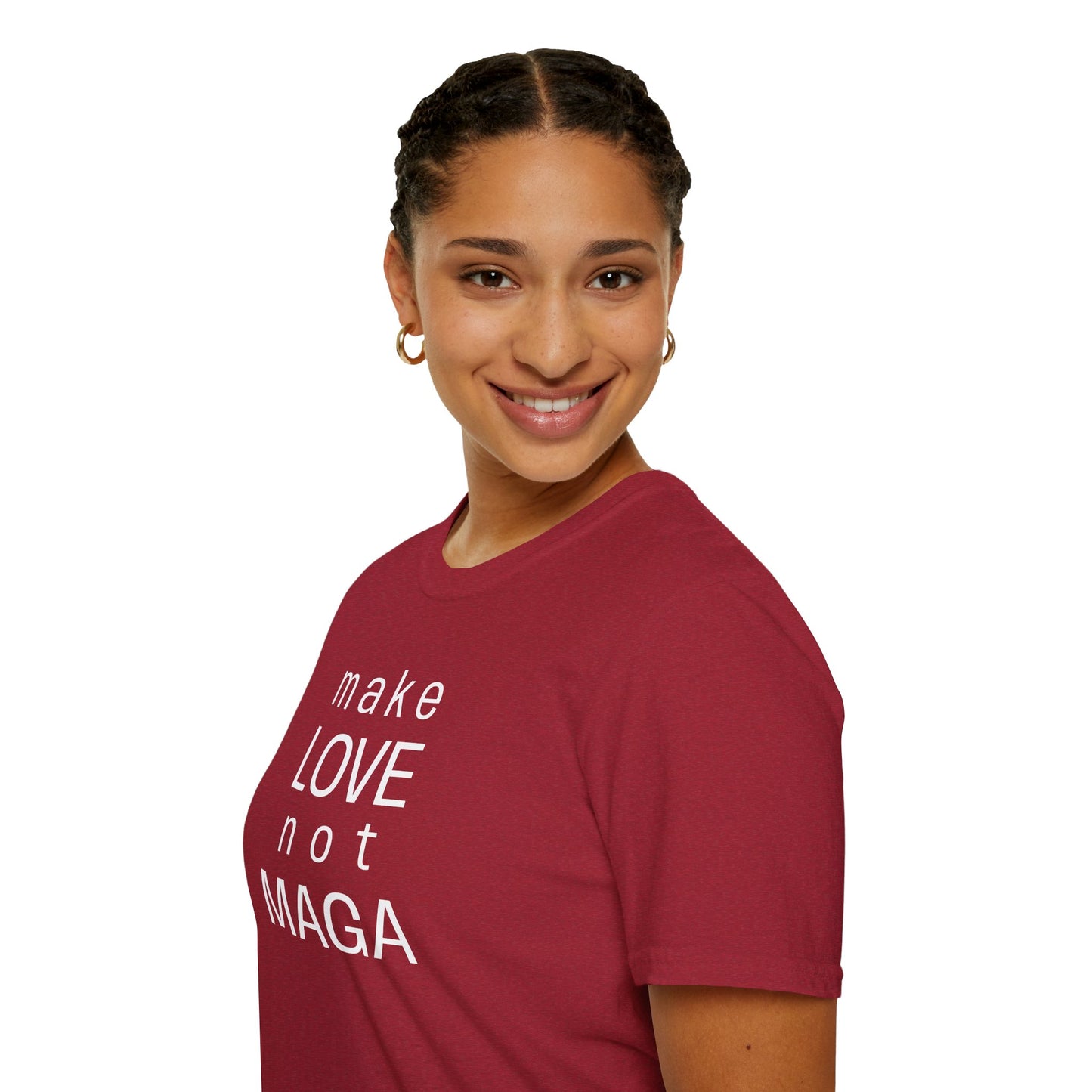 make LOVE not MAGA - Unisex Softstyle T-Shirt