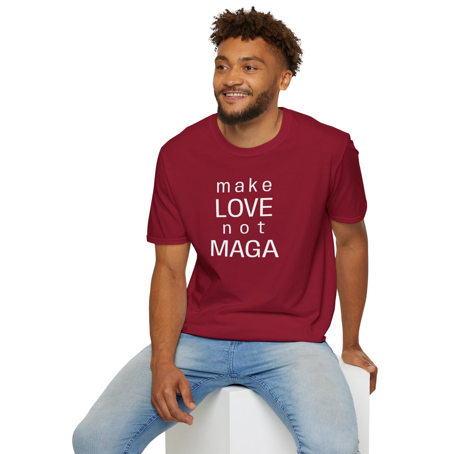 make LOVE not MAGA - Unisex Softstyle T-Shirt