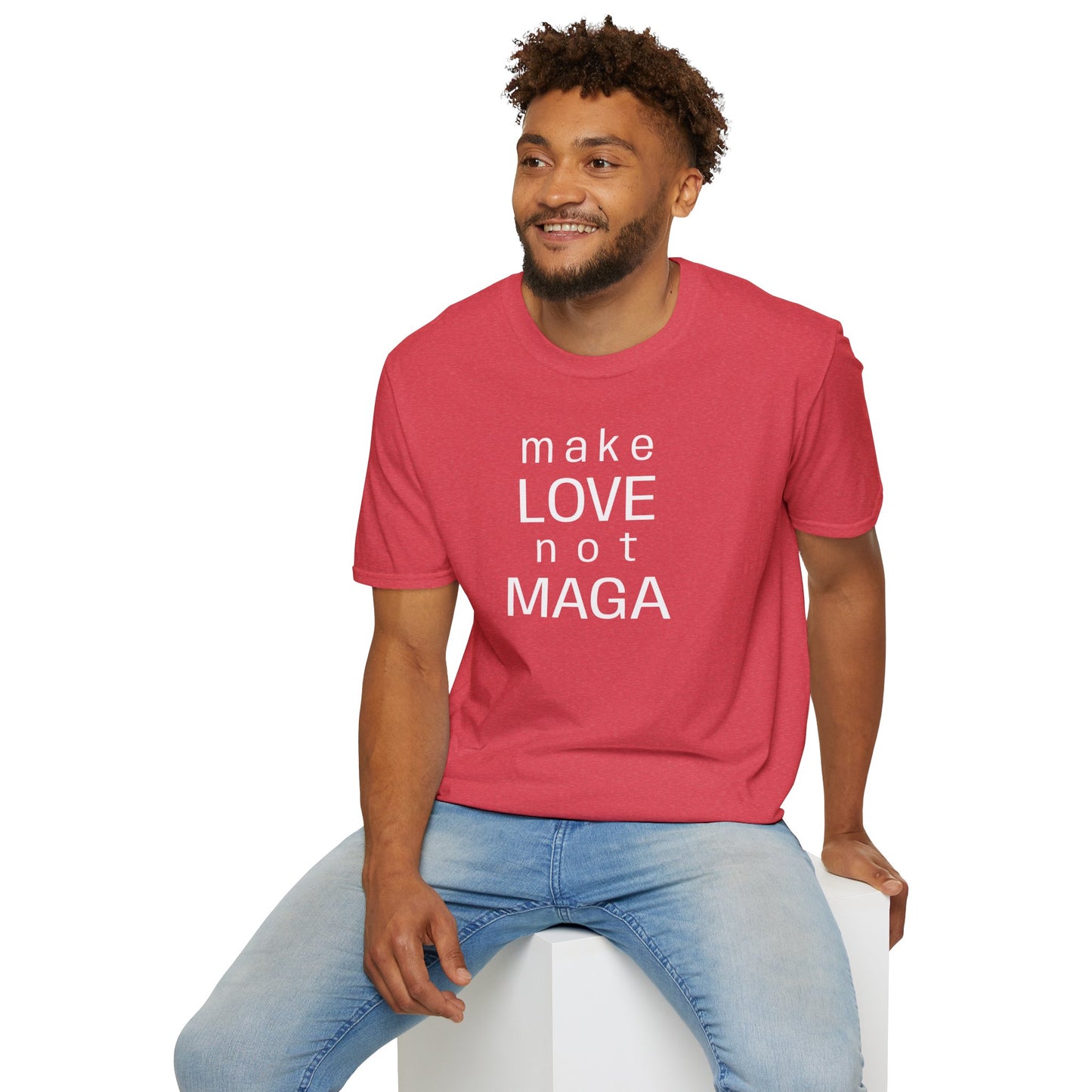make LOVE not MAGA - Unisex Softstyle T-Shirt