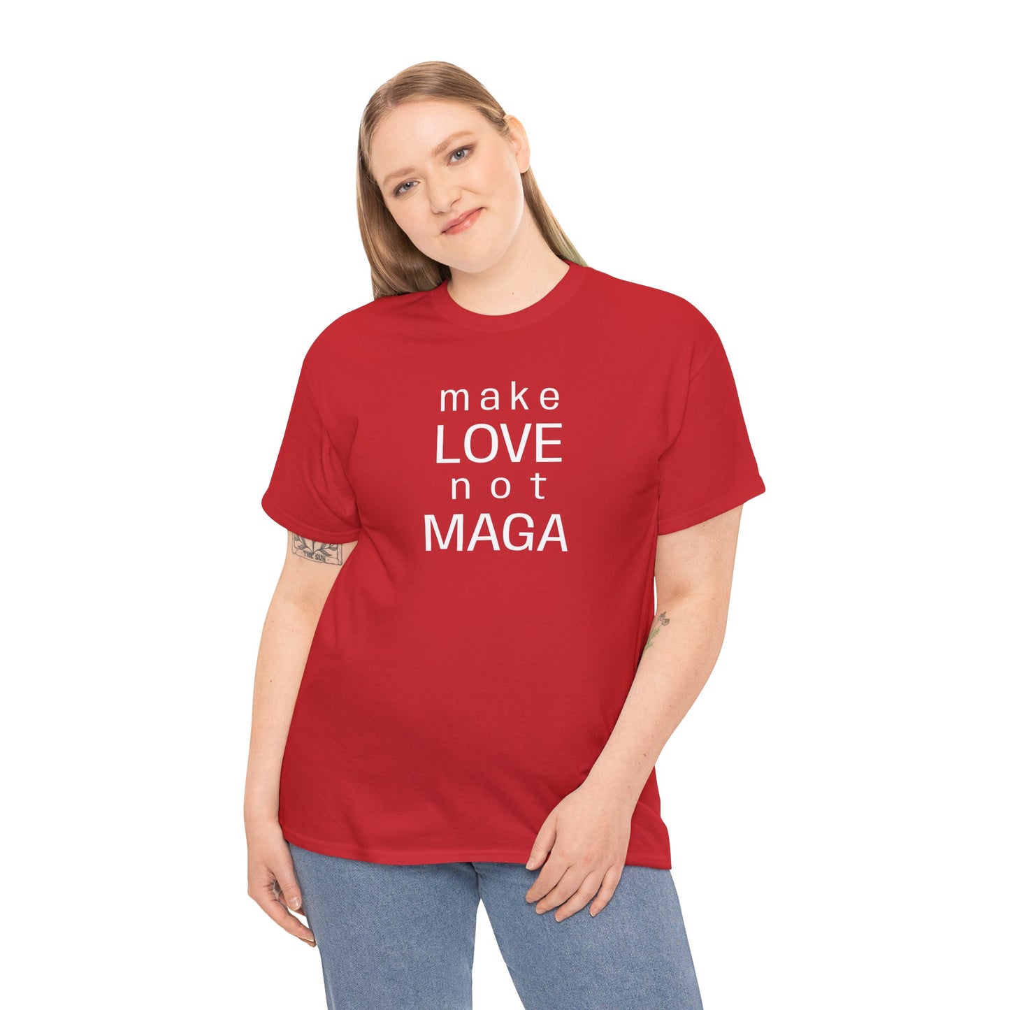make LOVE not MAGA - Unisex Heavy Cotton T-Shirt